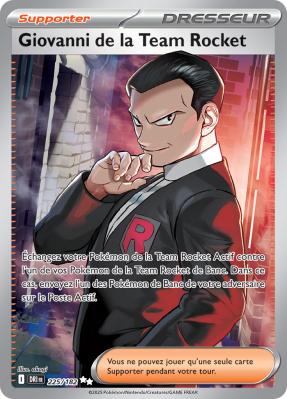 Carte Pokémon Giovanni de la Team Rocket 225/182 Ultra Rare Rivalités Destinées