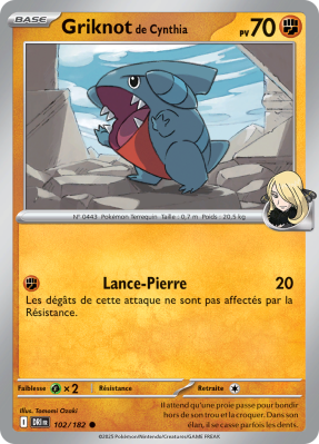 Carte Pokémon Griknot de Cynthia 102/182 Commune Rivalités Destinées