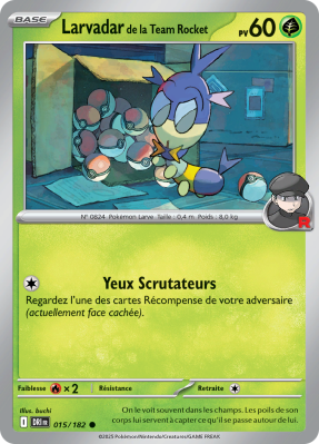 Carte Pokémon Larvadar de la Team Rocket 015/182 Commune Rivalités Destinées