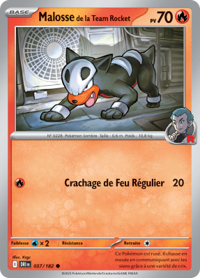 Carte Pokémon Malosse de la Team Rocket 037/182 Commune Rivalités Destinées