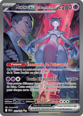 Carte Pokémon Mewtwo-ex de la Team Rocket 231/182 Alternative Rivalités Destinées
