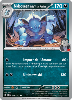 Carte Pokémon Nidoqueen de la Team Rocket 116/182 Peu commune Rivalités Destinées