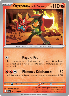 Carte Pokémon Ogerpon Masque du Fourneau 044/182 Peu commune Rivalités Destinées