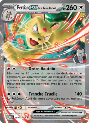 Carte Pokémon Persian-ex de la Team Rocket 150/182 Double rare Rivalités Destinées