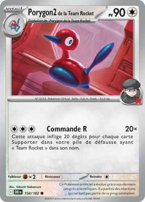 Carte Pokémon Porygon2 de la Team Rocket 154/182 Commune Rivalités Destinées