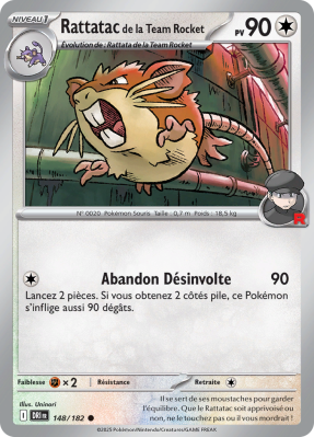 Carte Pokémon Rattatac de la Team Rocket 148/182 Commune Rivalités Destinées