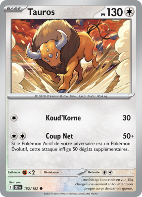 Carte Pokémon Tauros 152/182 Commune Rivalités Destinées