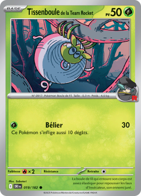 Carte Pokémon Tissenboule de la Team Rocket 019/182 Commune Rivalités Destinées