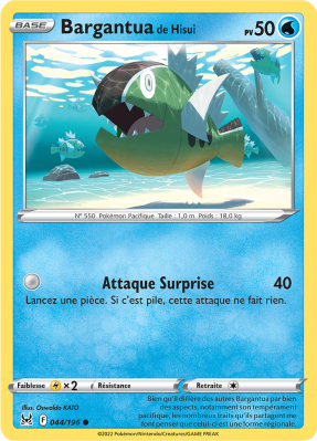 Carte Pokémon Bargantua de Hisui 044/196 Commune Origine Perdue