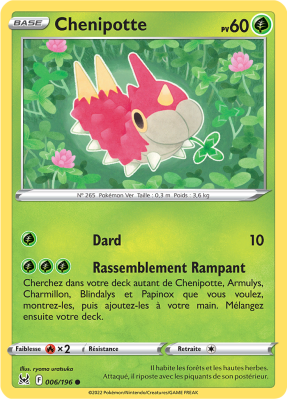 Carte Pokémon Chenipotte 006/196 Commune Origine Perdue