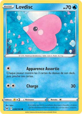 Carte Pokémon Lovdisc 038/196 Commune Origine Perdue