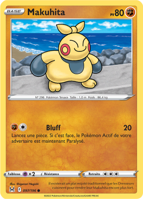 Carte Pokémon Makuhita 097/196 Commune Origine Perdue