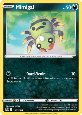 Carte Pokémon Mimigal 112/196 Commune Origine Perdue