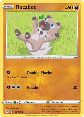 Carte Pokémon Rocabot 109/196 Commune Origine Perdue
