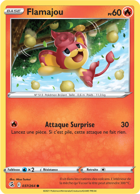 Carte Pokémon Flamajou 037/264 Commune Poing de Fusion