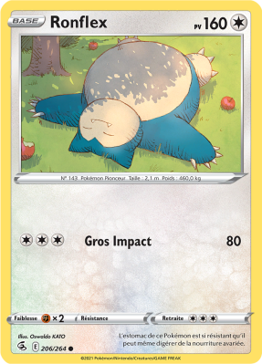 Carte Pokémon Ronflex 206/264 Commune Poing de Fusion