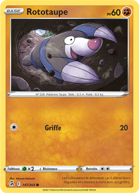 Carte Pokémon Rototaupe 147/264 Commune Poing de Fusion