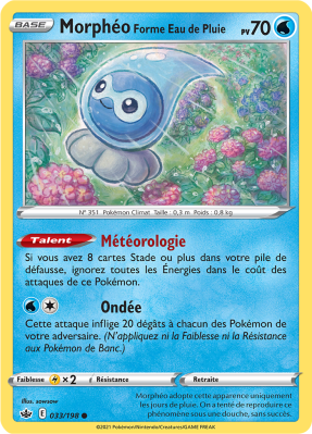 Carte Pokémon Morphéo Forme Eau de Pluie 033/198 Commune Règne de Glace
