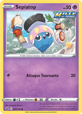 Carte Pokémon Sepiatop 069/198 Commune Règne de Glace