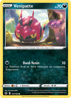 Carte Pokémon Venipatte 105/198 Commune Règne de Glace