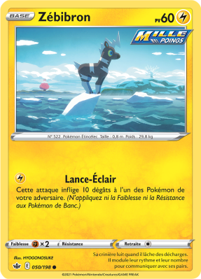 Carte Pokémon Zébibron 050/198 Commune Règne de Glace