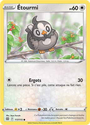 Carte Pokémon Étourmi 117/172 Commune Stars Étincelantes