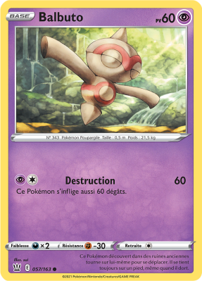 Carte Pokémon Balbuto 057/163 Commune Styles de Combat