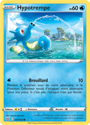 Carte Pokémon Hypotrempe 031/163 Commune Styles de Combat