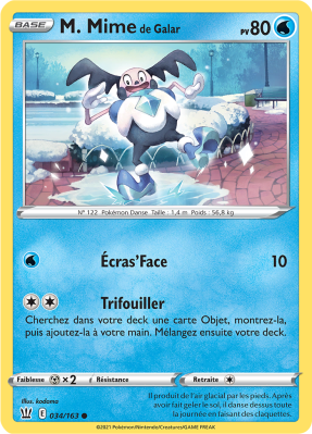 Carte Pokémon M. Mime de Galar 034/163 Commune Styles de Combat