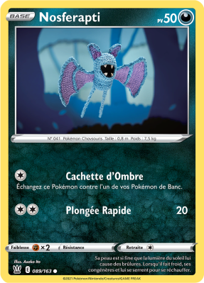 Carte Pokémon Nosferapti 089/163 Commune Styles de Combat