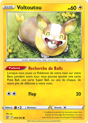Carte Pokémon Voltoutou 052/163 Commune Styles de Combat