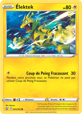 Carte Pokémon Élektek 044/163 Commune Styles de Combat