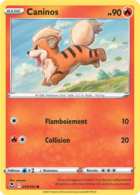 Carte Pokémon Caninos 019/195 Commune Tempête Argentée