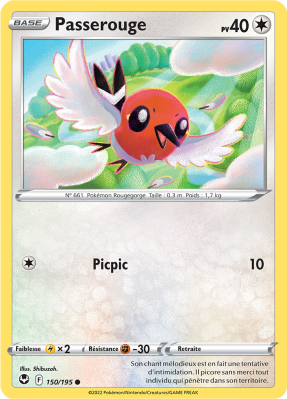 Carte Pokémon Passerouge 150/195 Commune Tempête Argentée
