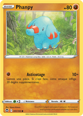 Carte Pokémon Phanpy 091/195 Commune Tempête Argentée