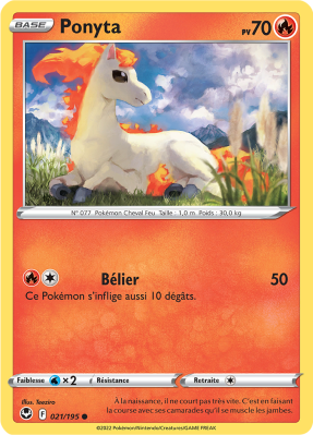 Carte Pokémon Ponyta 021/195 Commune Tempête Argentée