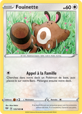 Carte Pokémon Fouinette 135/189 Commune Ténèbres Embrasées