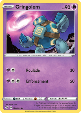 Carte Pokémon Gringolem 076/189 Commune Ténèbres Embrasées