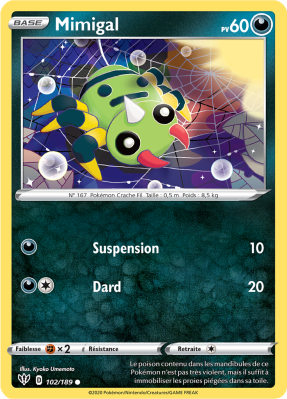 Carte Pokémon Mimigal 102/189 Commune Ténèbres Embrasées