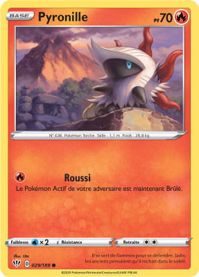 Carte Pokémon Pyronille 029/189 Commune Ténèbres Embrasées