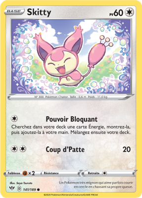 Carte Pokémon Skitty 141/189 Commune Ténèbres Embrasées