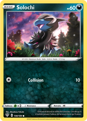 Carte Pokémon Solochi 108/189 Commune Ténèbres Embrasées