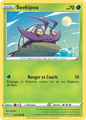 Carte Pokémon Sovkipou 017/189 Commune Ténèbres Embrasées