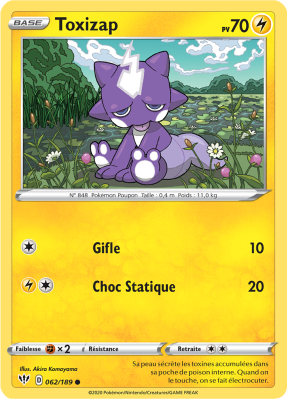 Carte Pokémon Toxizap 062/189 Commune Ténèbres Embrasées