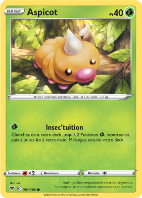 Carte Pokémon Aspicot 001/185 Commune Voltage Éclatant