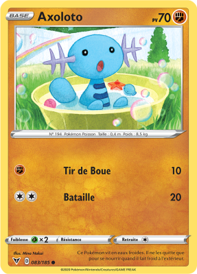 Carte Pokémon Axoloto 083/185 Commune Voltage Éclatant