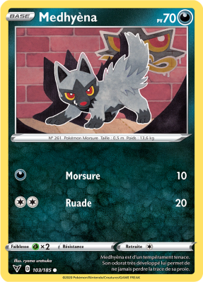Carte Pokémon Medhyèna 103/185 Commune Voltage Éclatant