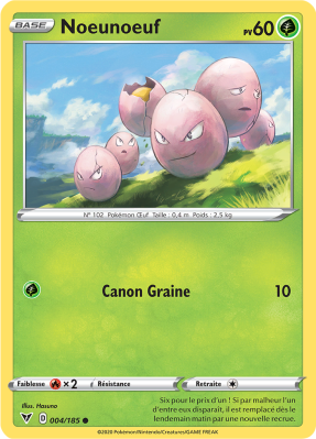 Carte Pokémon Noeunoeuf 004/185 Commune Voltage Éclatant