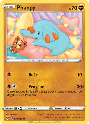 Carte Pokémon Phanpy 086/185 Commune Voltage Éclatant