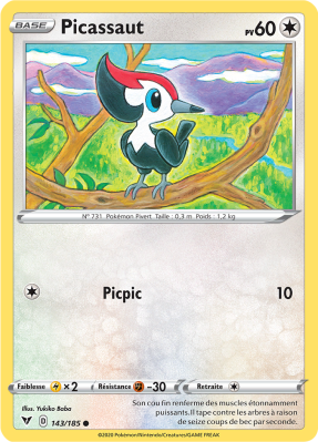 Carte Pokémon Picassaut 143/185 Commune Voltage Éclatant